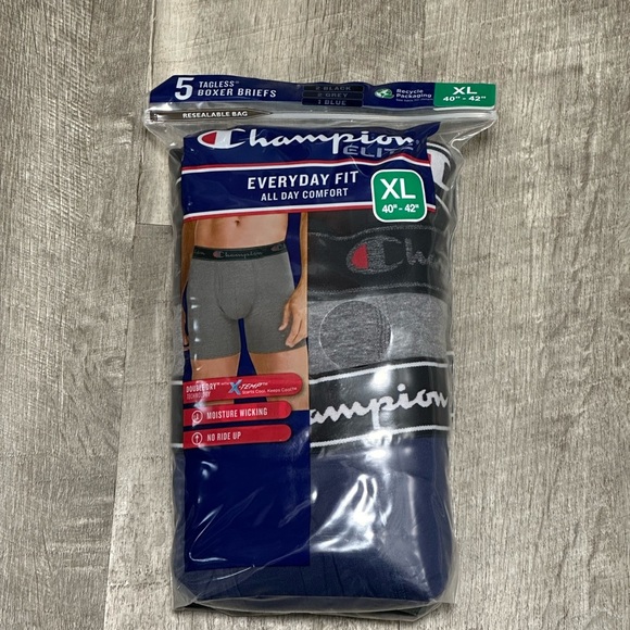 Champion Elite XL Boxer Brief 5-pack X-Temp Black Gray Blue Trunks Underwear NWT - Picture 8 of 11